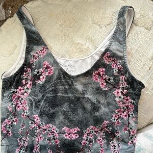 Yoga crop top athletic tank top cherry blossom